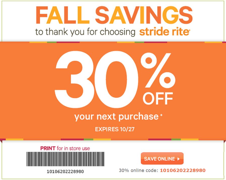 Stride Rite Promo Coupon Codes and Printable Coupons