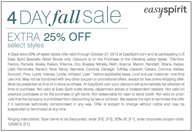 Easy Spirit: 25% off Printable Coupon