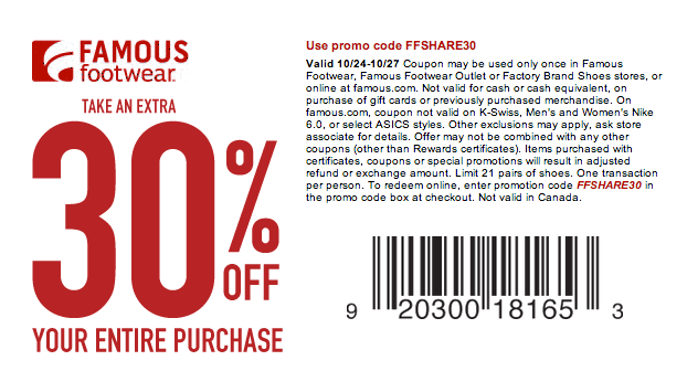 Famous Footwear Promo Coupon Codes and Printable Coupons