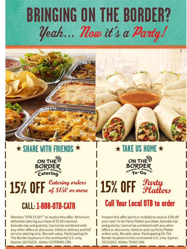 On The Border: 15% off Catering Printable Coupon