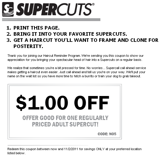 Supercuts Printable Coupons