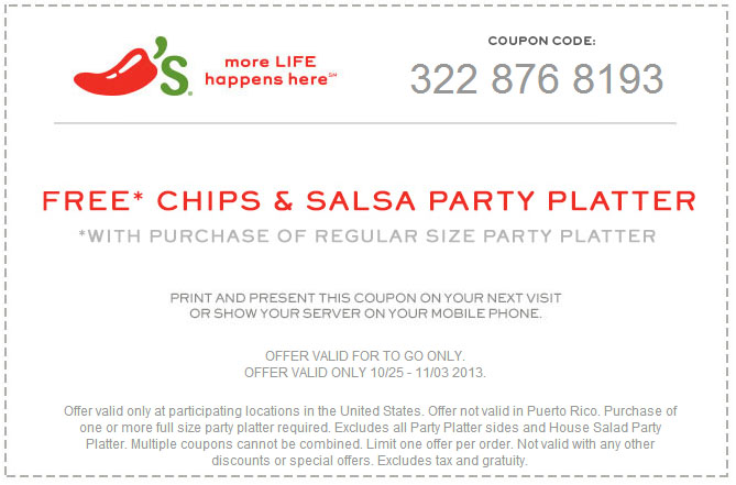 Chili's: Free Chips & Salsa Printable Coupon