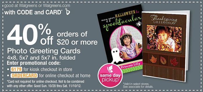 Walgreens: 40% off Photo Cards Printable Coupon