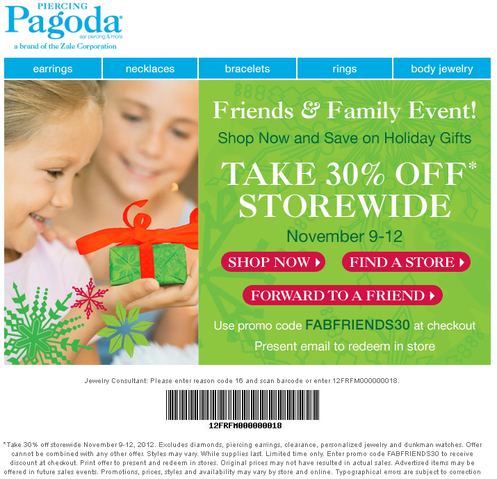 Piercing Pagoda Promo Coupon Codes and Printable Coupons