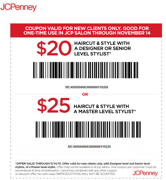 JCPenney Salon: $20-$25 off Printable Coupon