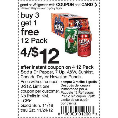 Walgreens: B3G1 Free Soda Printable Coupon