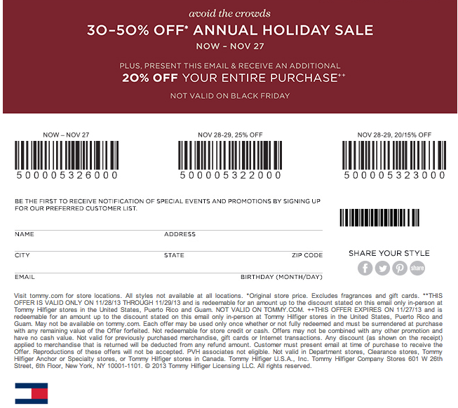 tommy hilfiger text coupons Online 