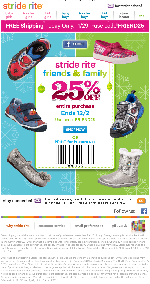 Stride Rite: 25% off Printable Coupon