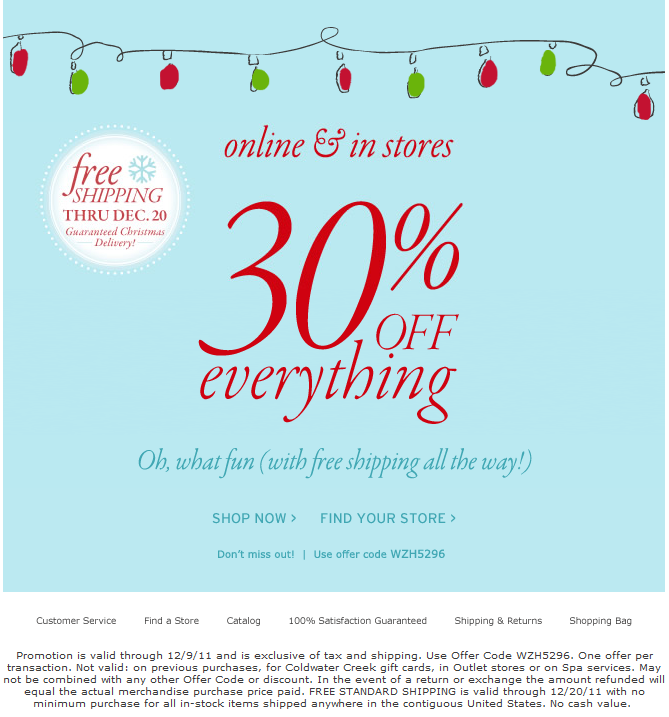 Coldwater Creek: 30% off Printable Coupon