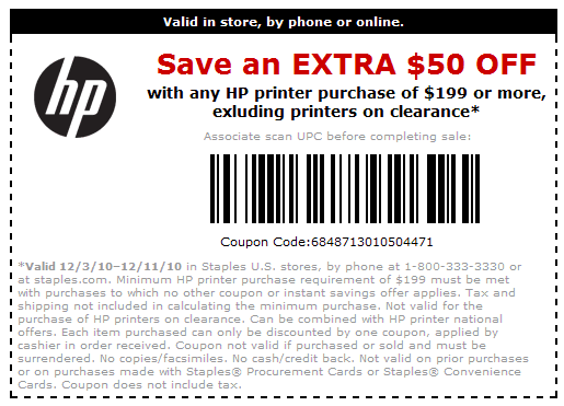 Staples 50 Off HP Printer Coupon