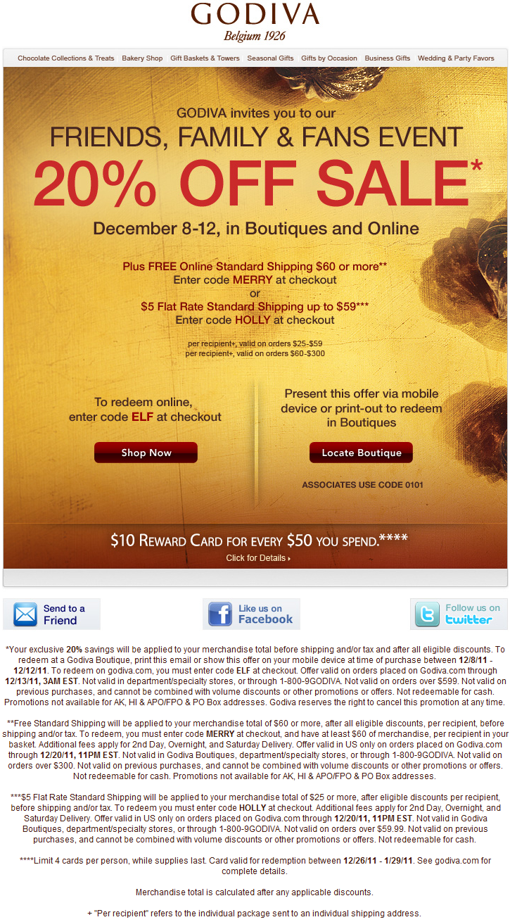 Godiva Promo Coupon Codes and Printable Coupons