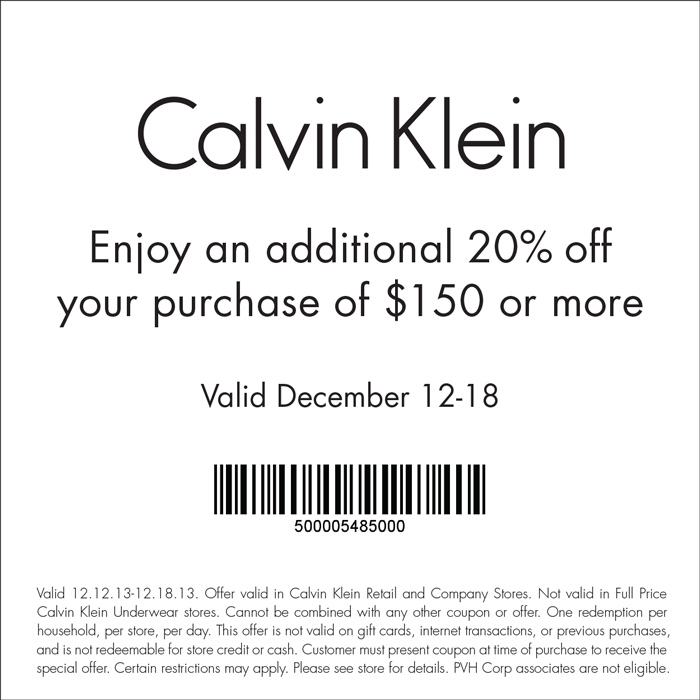 Calvin Klein Promo Coupon Codes and Printable Coupons