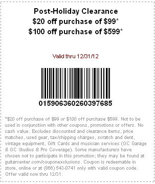 Guitar Center Promo Coupon Codes and Printable Coupons