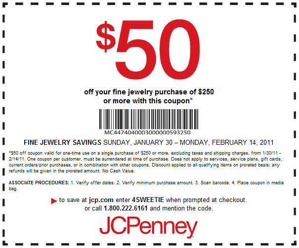 JCPenney: $50 off $250 Jewelry Printable Discount
