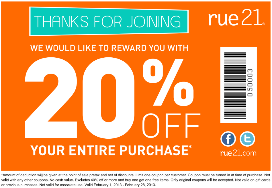 rue21: 20% off Printable Coupon