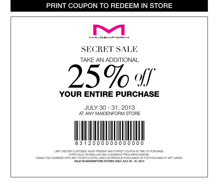 Maidenform: 25% off Printable Coupon