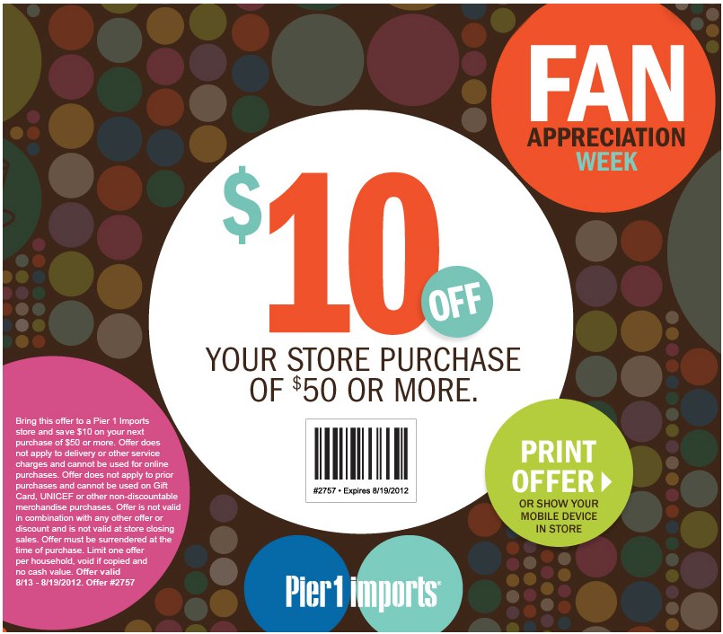 Pier 1 10 Off 50 Printable Coupon   08 19 2012 Pier 1 10 Off 50 Printable Coupon 