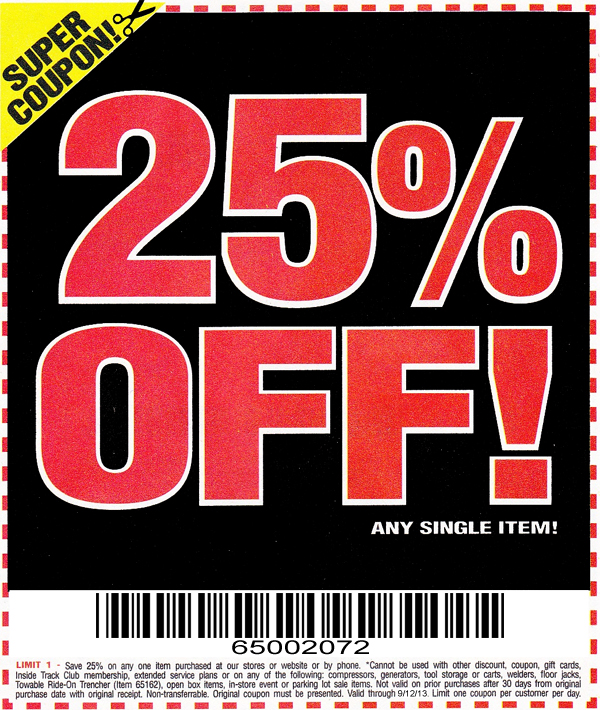 Harbor Freight 25 off Printable Coupon