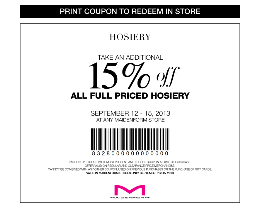 Maidenform: 15% off Hosiery Printable Coupon
