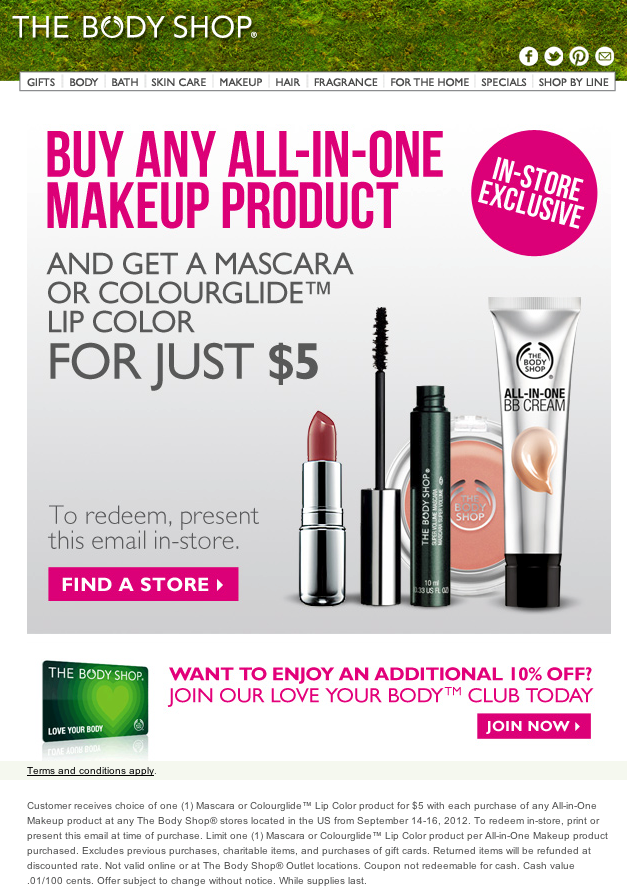 The Body Shop: $5 Mascara Printable Coupon