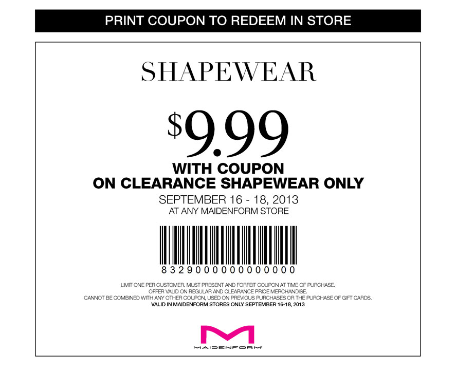 Maidenform: $9.99 Shapewear Printable Coupon