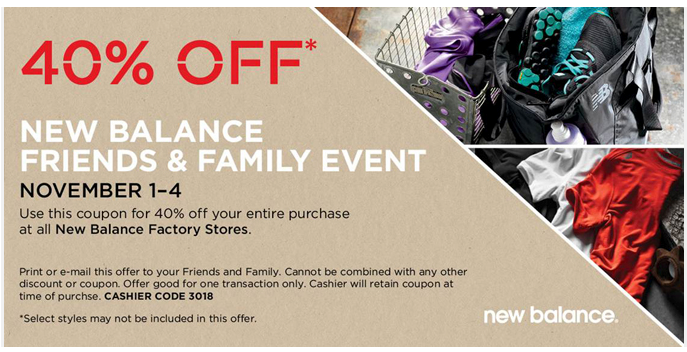 Shop New Balance: 40% off Printable Coupon