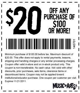 Music & Arts Promo Coupon Codes and Printable Coupons